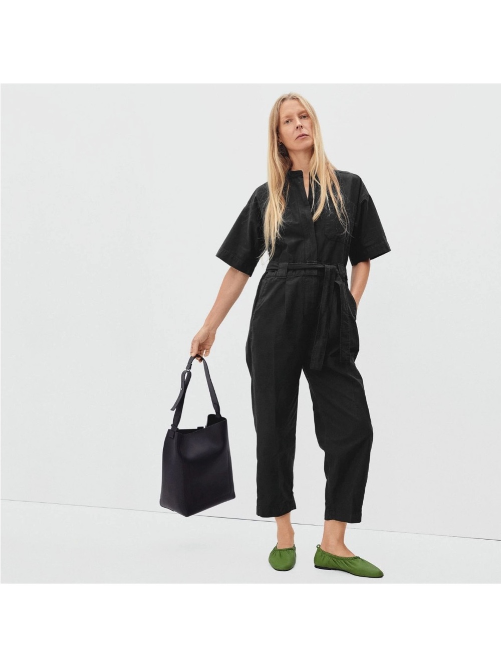 Everlane Fatigue short sleeved jumpsuit cotton utility short sleeve GREEN XS/S